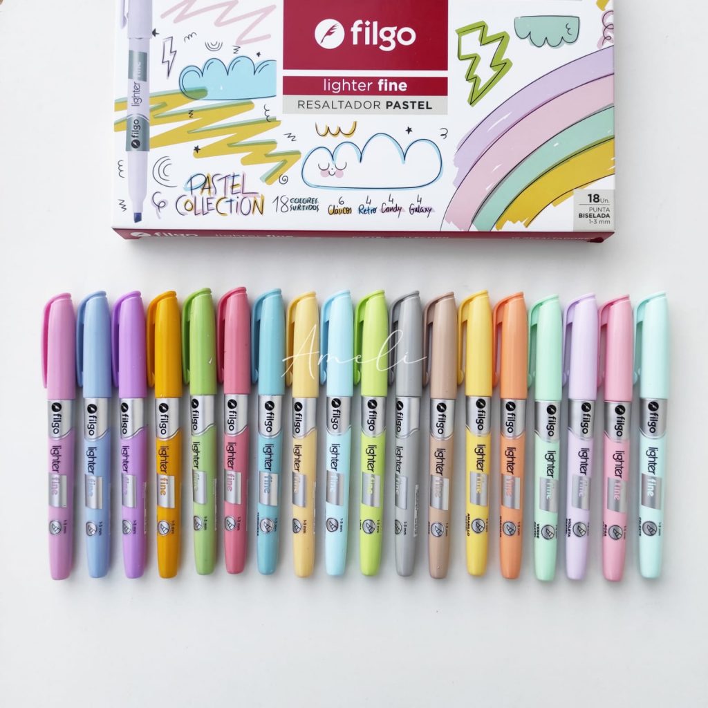 Resaltador Filgo Lighter Fine X18 Pastel Collection Ameli Papeleria