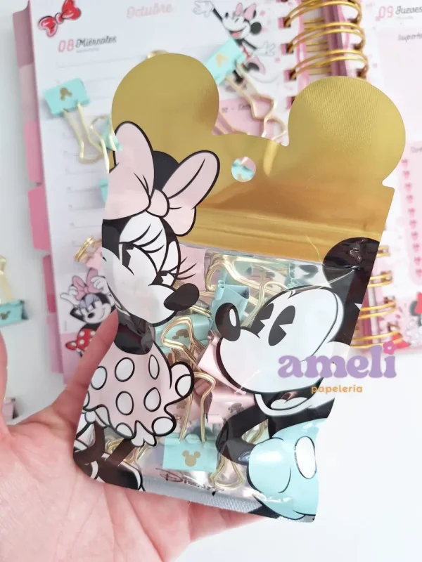 Apretapapeles, doble clips Mooving at a work Mickey y Minnie 19 mm - Imagen 3