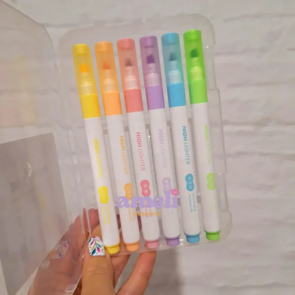6 resaltadores pastel en estuche plástico - Imagen 2