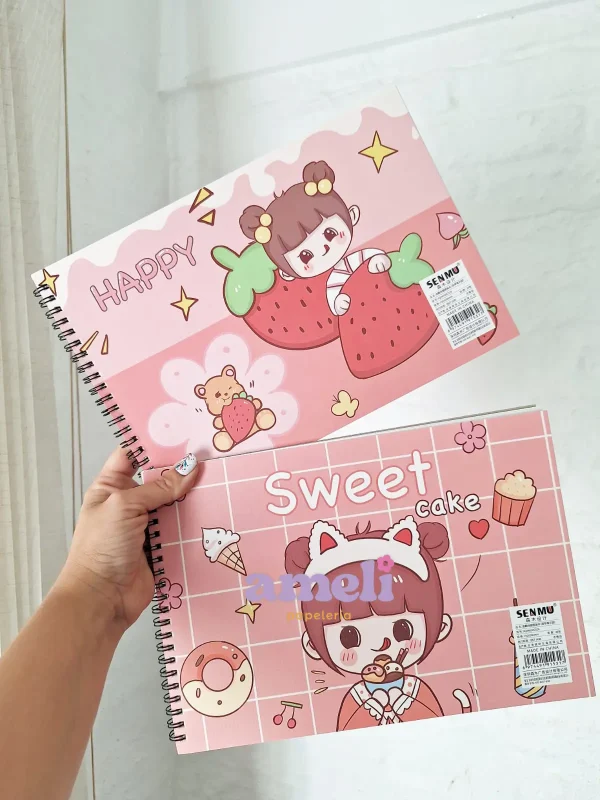 Block A4 con espiral para dibujar + pagian de stickers Pink - Imagen 2