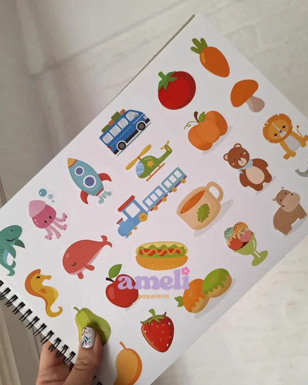 Block A4 con espiral para dibujar + pagian de stickers Pink - Imagen 3