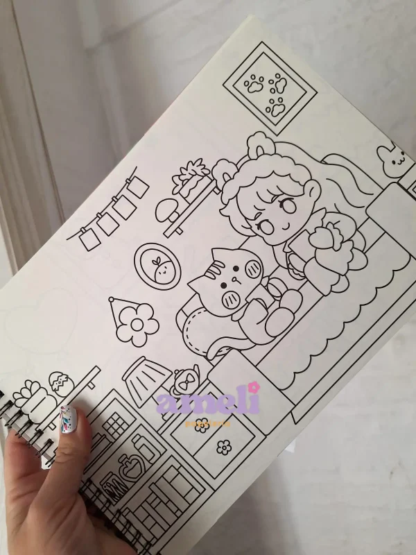 Block A4 cute con espiral hojas lisas, stickers y 4 páginas para colorear - Imagen 4