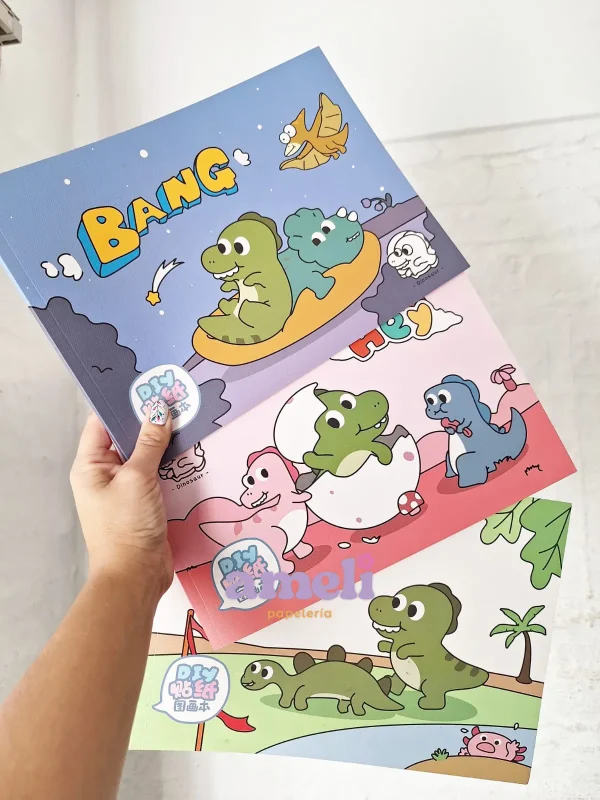 Block A4 dinos, con hojas lisas y página de stickers
