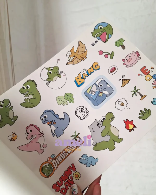 Block A4 dinos, con hojas lisas y página de stickers - Imagen 2