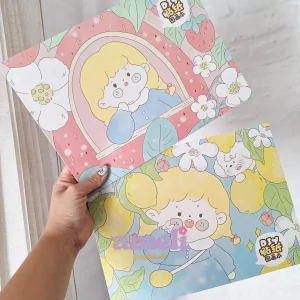 Block cute tapa frutal A4 hojas lisas con plantilla de stickers