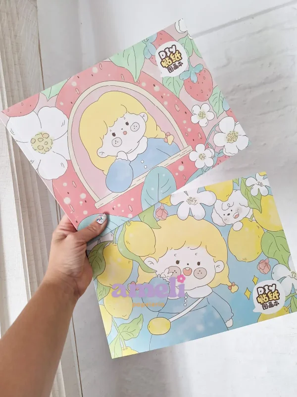 Block cute tapa frutal A4 hojas lisas con plantilla de stickers