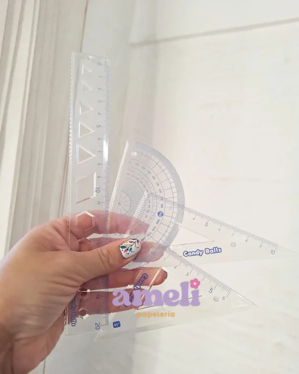 Juego de geometría flexible en sobre pvc con botón Candy - Imagen 2