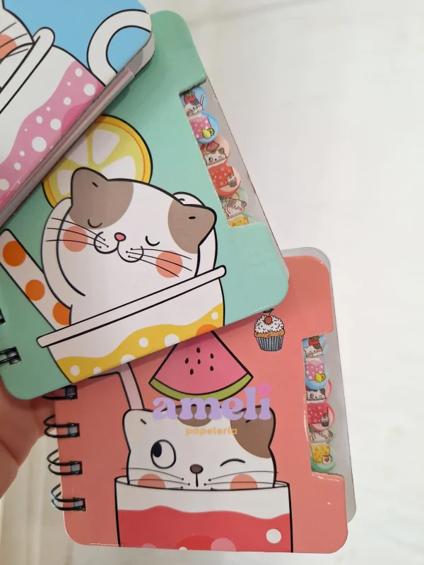 Mini libreta super tapa dura gatitos con solapitas - Imagen 2