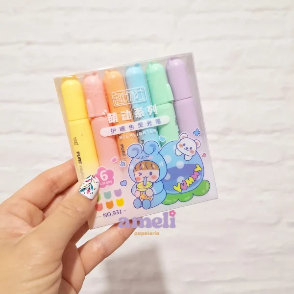 Mini resaltadores pastel jumbo Yummy x 6