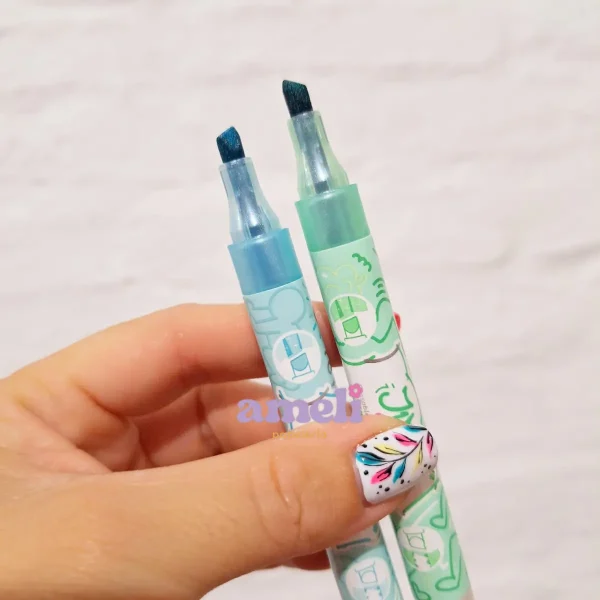 Resaltadores glitter borrables en estuche plástico - Imagen 2