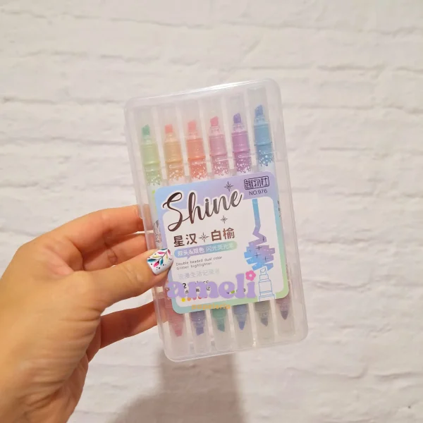 Resaltadores glitter dobles Shune x6