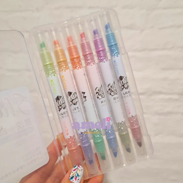 Resaltadores glitter dobles Shune x6 - Imagen 3