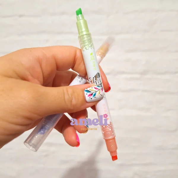 Resaltadores glitter dobles Shune x6 - Imagen 2
