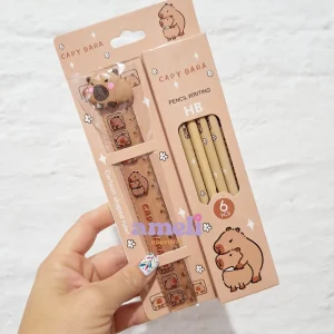 Set de 6 lápices + regla capibara