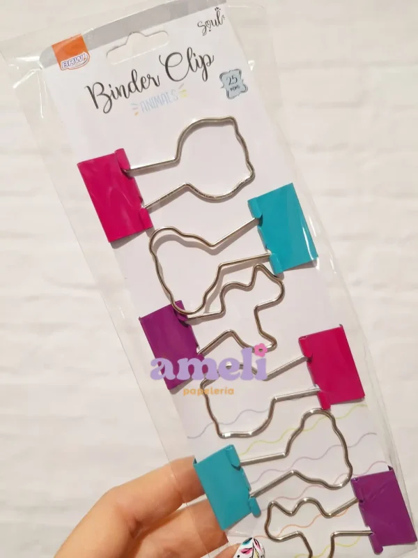 Apretapapeles, doble clips BRW animales - Imagen 2