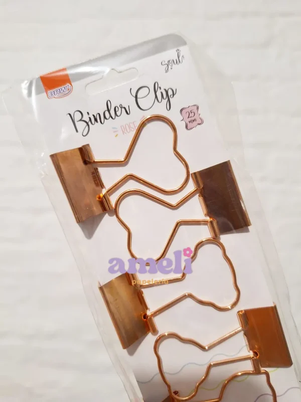 Apretapapeles, doble clips BRW Rose Gold - Imagen 2