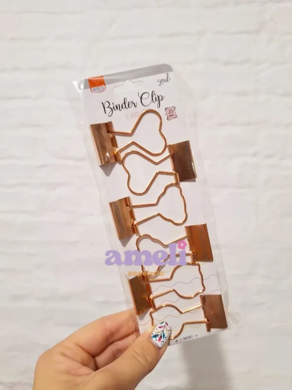 Apretapapeles, doble clips BRW Rose Gold