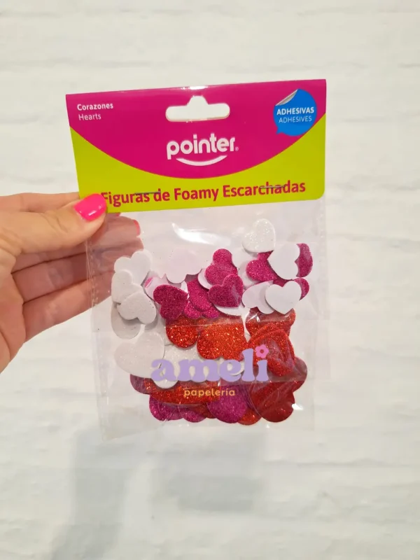 Figuras adhesivas goma eva corazones Pointer 