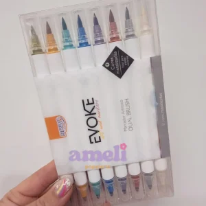 Marcadores artísticos doble punta (brush  y redonda) metalizados