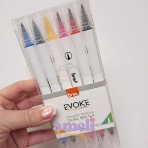 Marcadores artísticos doble punta (brush y fibra) Brw Evoke neón