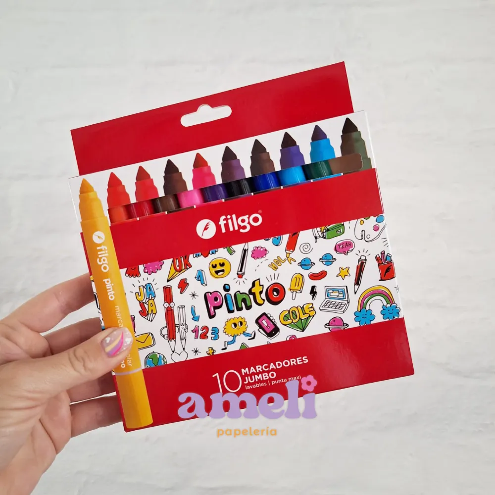 Marcadores jumbo colores clásicos x10 Filgo