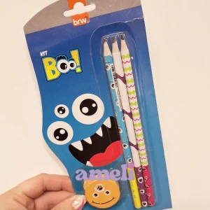 Set Boo Monster Brw: 3 lápices + goma