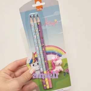 Set magic Brw: 3 lápices + goma unicornio