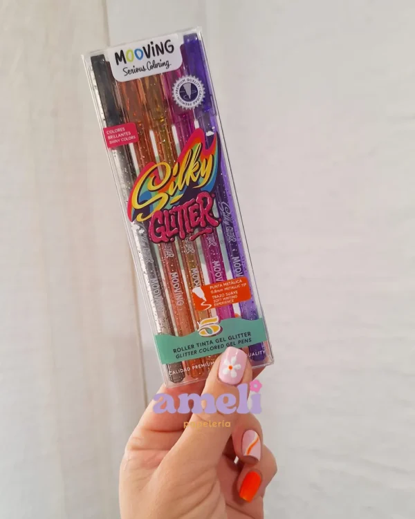 Bolígrafos de gel Mooving Silky glitter 