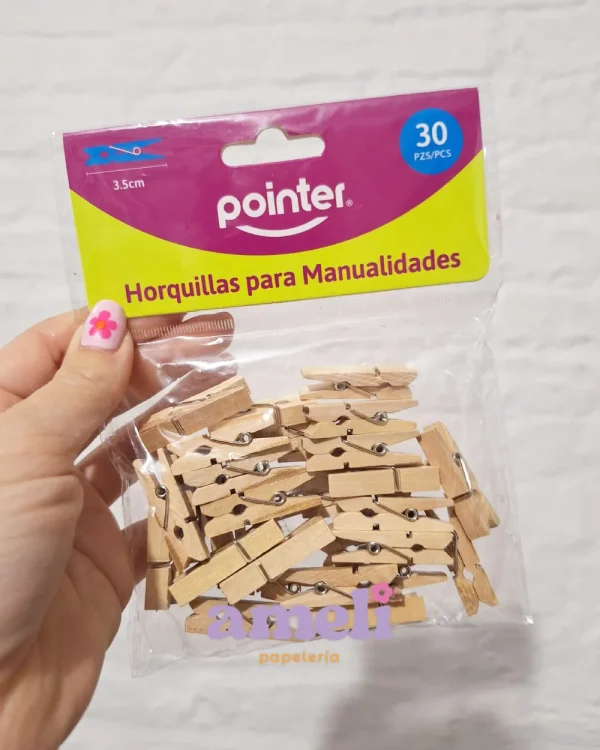 Palillitos/horquillas 3.5 cm madera Pointer