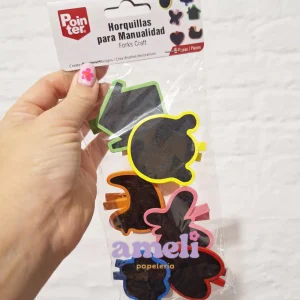 Palillitos/horquillas con apliques mini pizarrita set x6