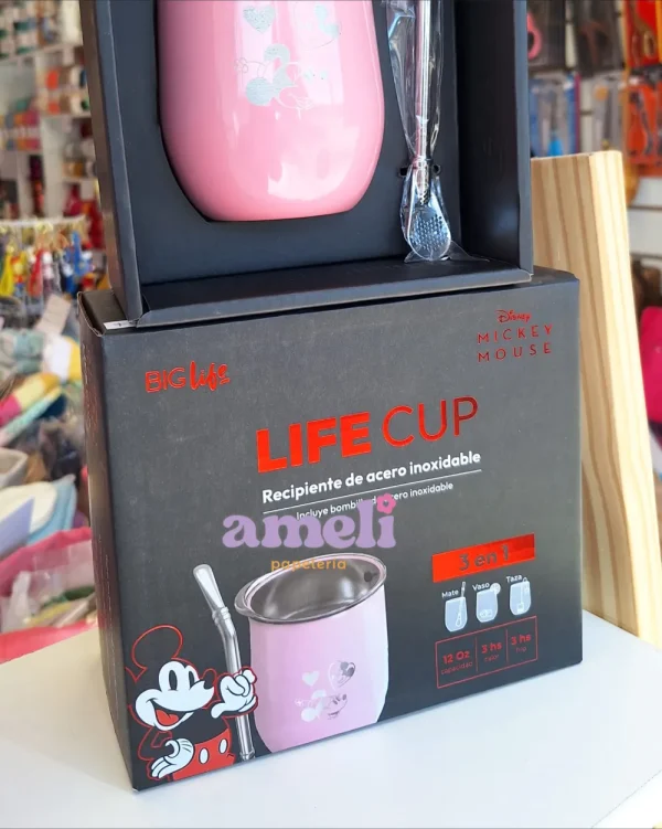 3 en 1: taza, vaso y mate Big Life + tapa + bombilla Minnie - Imagen 2