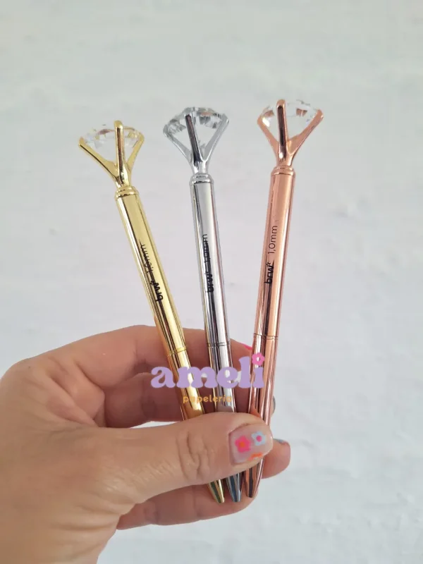 Bolígrafo metalico Brw diamante tinta azul