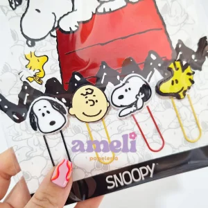 Clip metálicos con aplique blister x4 Snoopy