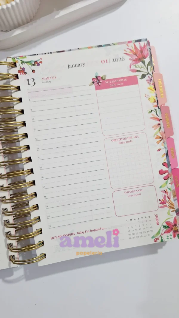 Agenda Mooving 2026 diaria Floral - Imagen 8