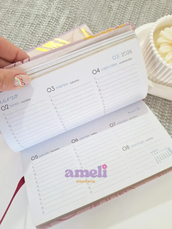 Agenda Pocket Boho Mooving semana a la vista cosida - Imagen 5