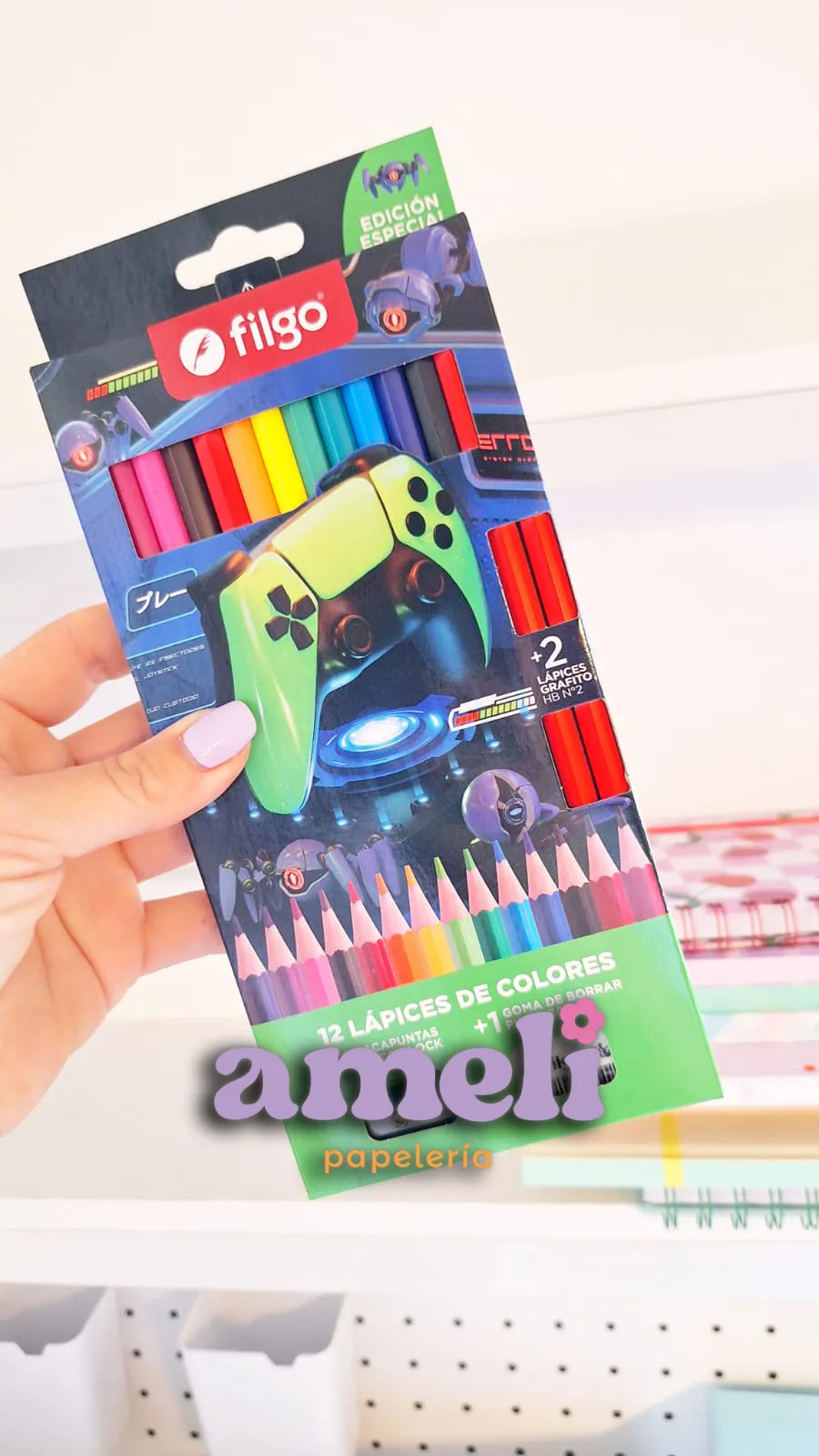 Set escolar Filgo 12 colores + 2 lápices + sacapuntas + goma gamer