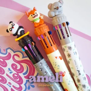 Bolígrafo retractil 10 colores zoo