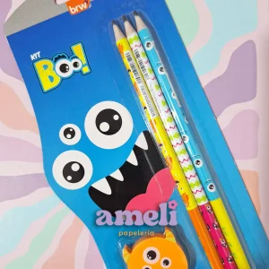 Set Boo Monster Brw: 3 lápices + goma