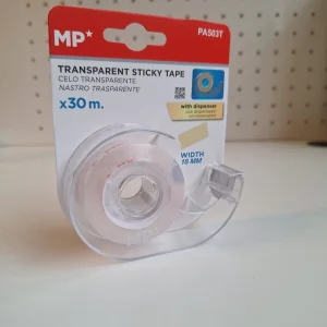 Cinta adhesiva transparente con dispensador